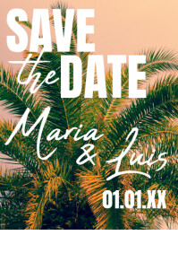 Tropical Beach Palm Tree Save The Date A4 template
