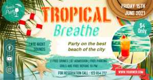 Tropical Beach Party Summer Facebook Post Tem template