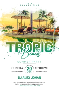 Tropical Beach Template Cartel de 4 × 6 pulg.