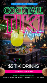 Tiki Night Cocktail Video Story template