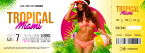 Tropical Event ticket template Couverture Facebook