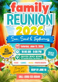 Tropical Family Reunion Beach Celebration A4 template