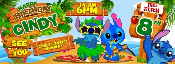 Tropical Lilo & Stitch Birthday Celebration Zdjęcie w tle na Facebooka template
