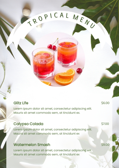 Tropical Menu Template PosterMyWall Tropical Menu Template PosterMyWall