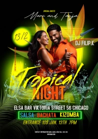 Tropical  night dance event template A4