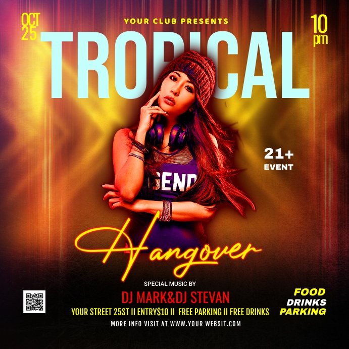 Tropical night party flyer Template PosterMyWall