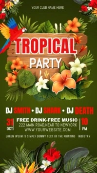 tropical party Facebook Story template