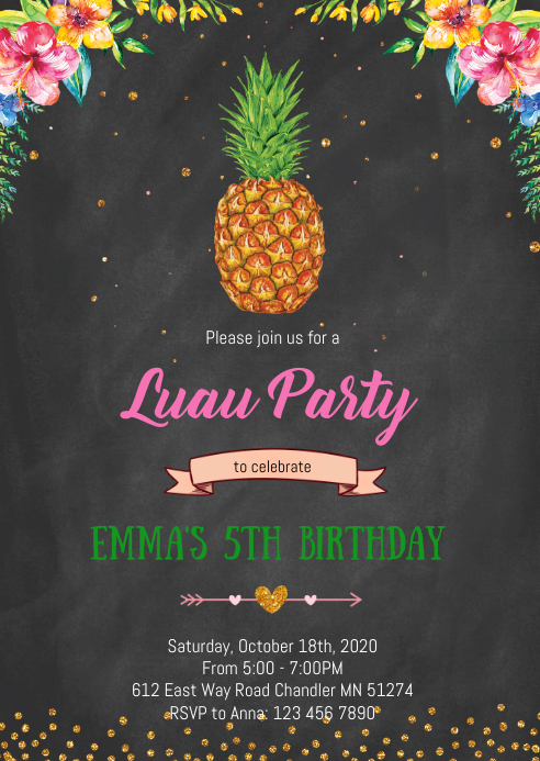 Modele Invitation Anniversaire Ananas Tropical Postermywall