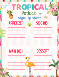 Tropical Potluck Sign Up Sheet Flyer (US Letter) template