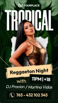 Tropical Reggaeton Night Story - Jungle Party Flyer - Exotic Latin Event Instagram Story template