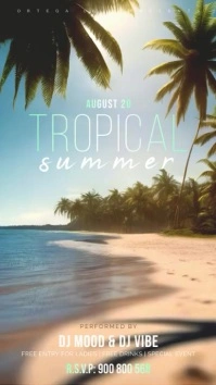 Tropical Summer Beach Party Instagram Ad template
