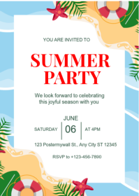 Tropical Summer Beach Party Invitation Flyer Template A6