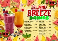 Tropical Summer Drinks Menu A4 template