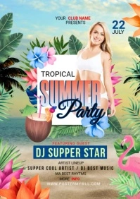 Tropical Summer Party A4 template
