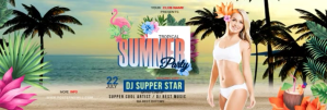 Tropical Summer Party Banner do LinkedIn template