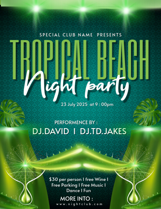 tropical summer party Folheto (US Letter) template