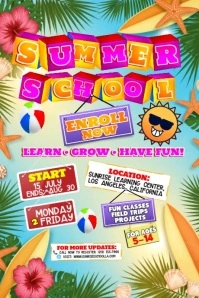 Tropical Summer School Bash Póster template