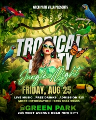 Tropical theme jungle night party event invite social media promotion flyer template poster design Instagram Portrait