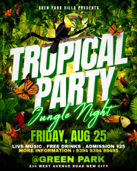 Tropical theme jungle night party event invite social media promotion flyer template poster design Instagram Portrait