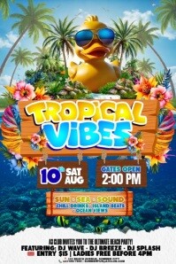 Tropical Vibes: Sun, Sea & Sound Póster template