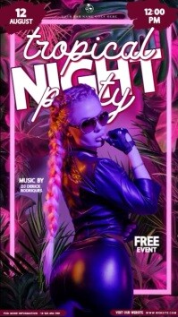 Paars Tropical Night Party Instagram Story Template
