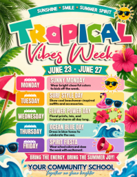 Tropical Vibes Week School Flyer Рекламная листовка (US Letter) template