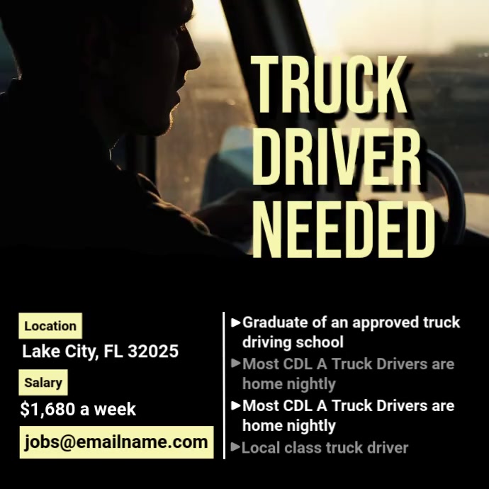 Truck Driver Needed Template | PosterMyWall