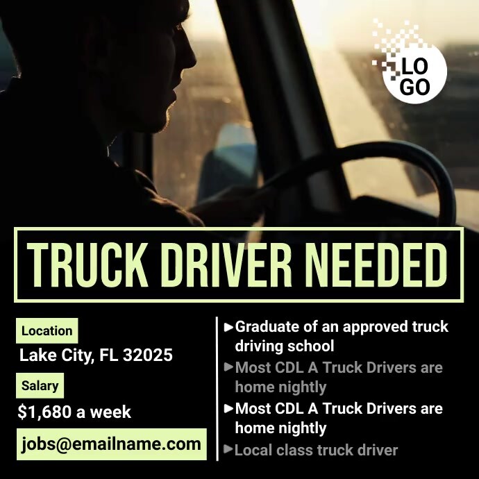 Plantilla de Truck Driver Needed | PosterMyWall