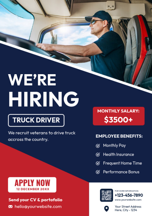 Truck Driver Wanted Flyer Template | PosterMyWall