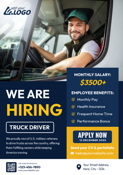 Truck Driver Wanted Flyer A4 template