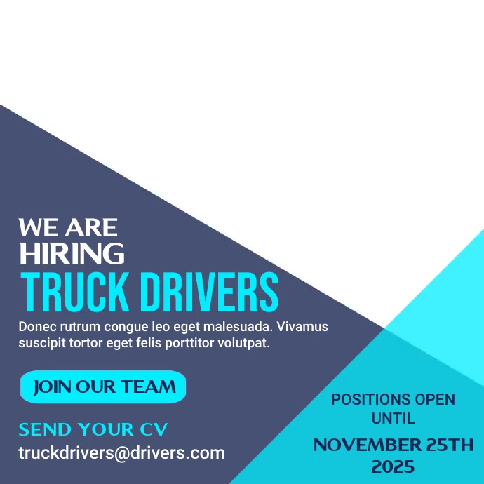 truck drivers hiring employment job work Template | PosterMyWall