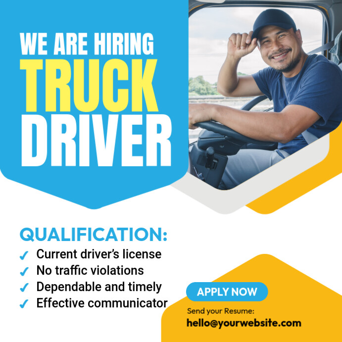 Truck Drivers Hiring Instagram Post Quadrado (1:1) template