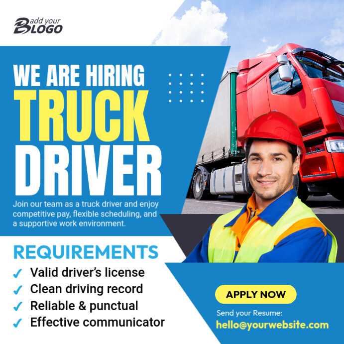 Copy of Truck Drivers Hiring Square (1:1) | PosterMyWall
