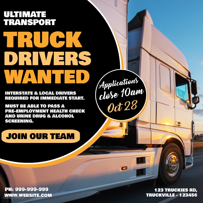 Truck Drivers Wanted Poster Template | PosterMyWall
