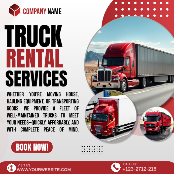 TRUCK RENTAL SERVICES ADS Template | PosterMyWall