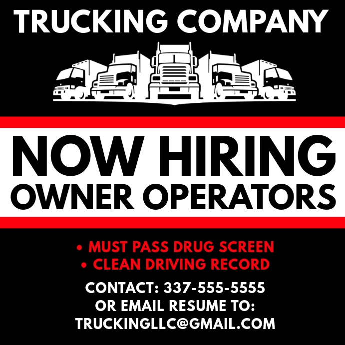 TRUCKING COMPANY NOW HIRING FLYER TEMPLATE PosterMyWall