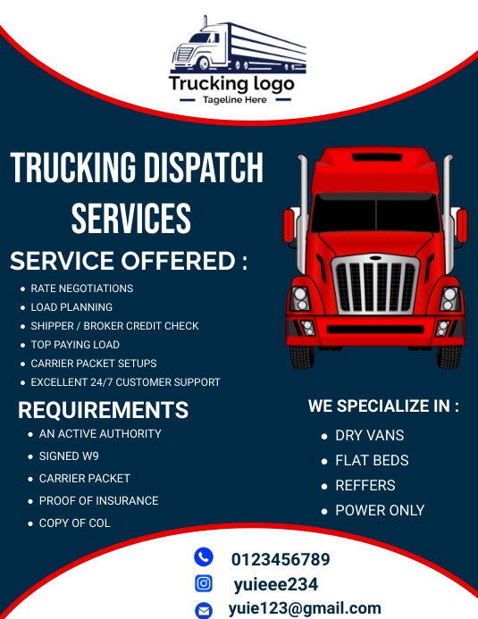 Dispatch Rider Flayers trucking dispatch flyers Template | PosterMyWall