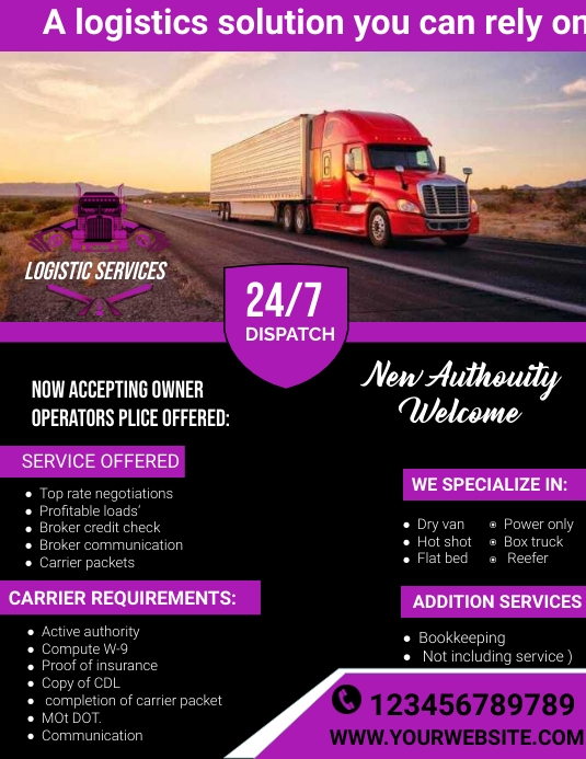 Dispatch Rider Flayers trucking dispatch services flyer Template | PosterMyWall