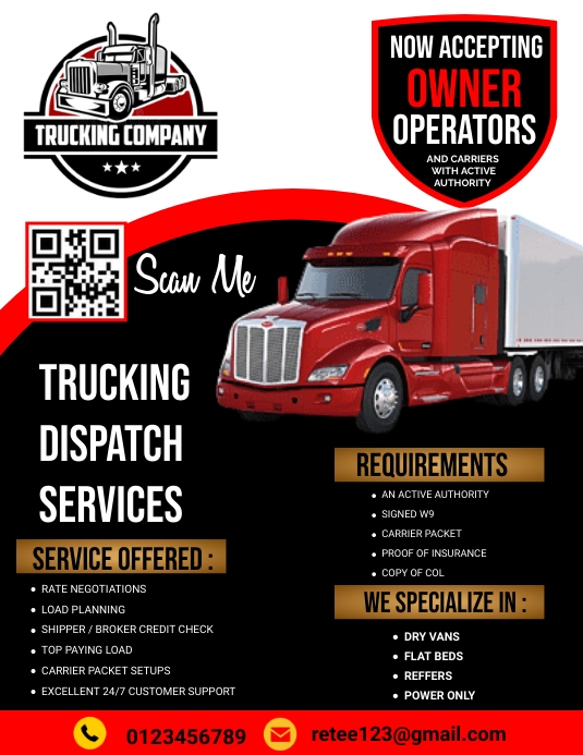 Dispatch Rider Flayers Trucking dispatch services flyer Template | PosterMyWall
