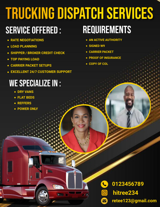 Dispatch Rider Flayers Copy of Trucking dispatch services flyer | PosterMyWall