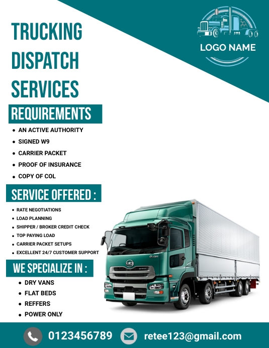 Dispatch Rider Flayers Copy of Trucking dispatch services flyer | PosterMyWall