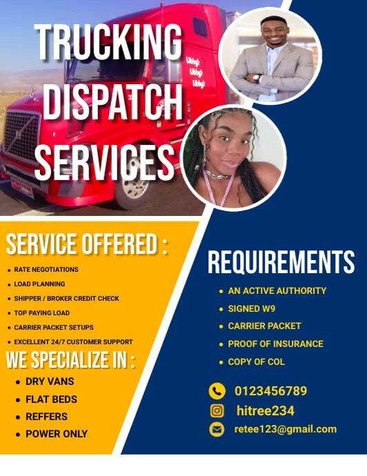 Dispatch Rider Flayers Trucking dispatch services flyer Template | PosterMyWall