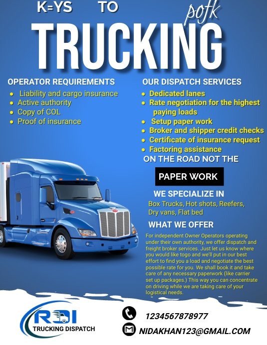 Dispatch Rider Flayers trucking dispatch services flyer Template | PosterMyWall