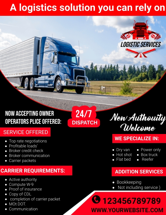 Dispatch Rider Flayers trucking dispatch services flyer Template | PosterMyWall