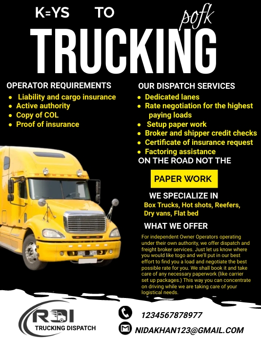 Dispatch Rider Flayers trucking dispatch services flyer Template | PosterMyWall