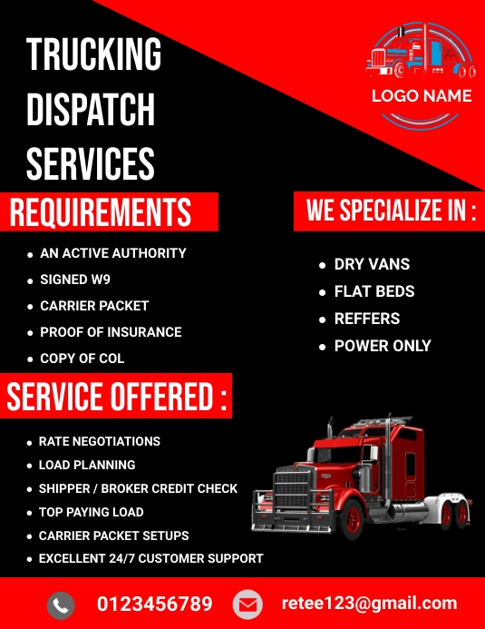 Trucking dispatch services flyer Template | PosterMyWall