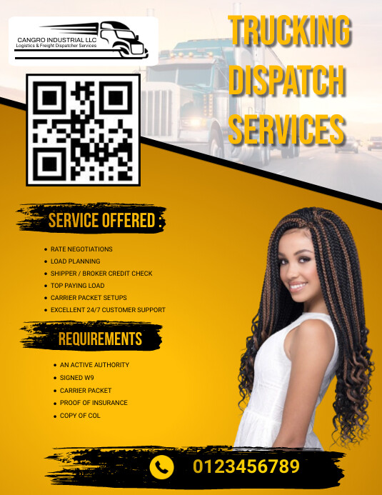 Dispatch Rider Flayers Plantilla de Trucking dispatch services flyer | PosterMyWall