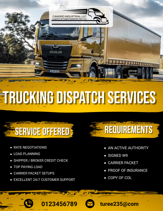 Dispatch Rider Flayers Plantilla de Trucking dispatch services flyer | PosterMyWall
