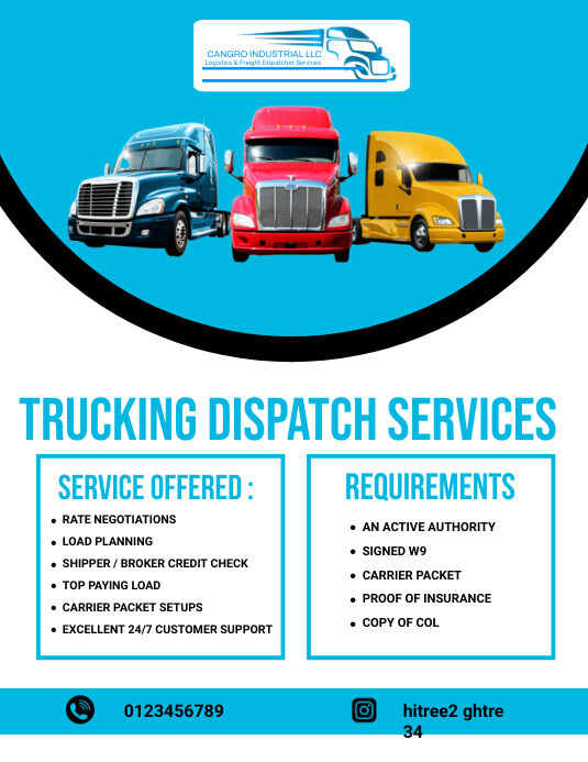 Dispatch Rider Flayers Trucking dispatch services flyer Template | PosterMyWall