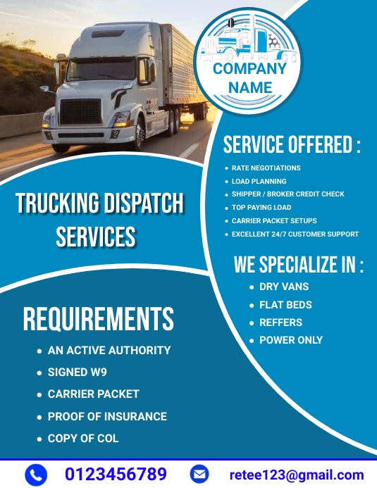 Dispatch Rider Flayers Trucking dispatch services flyer Template | PosterMyWall